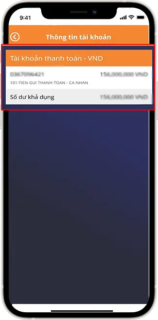 Bước 3 : Chọn Tài khoản thanh toán >> Tiền gửi thanh toán - Cá nhân